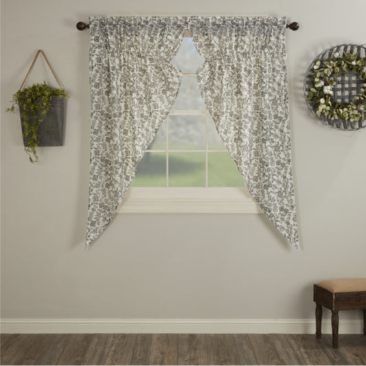 Gray Gables Floral Prairie Curtain Set of 2 63Lx36Wx18