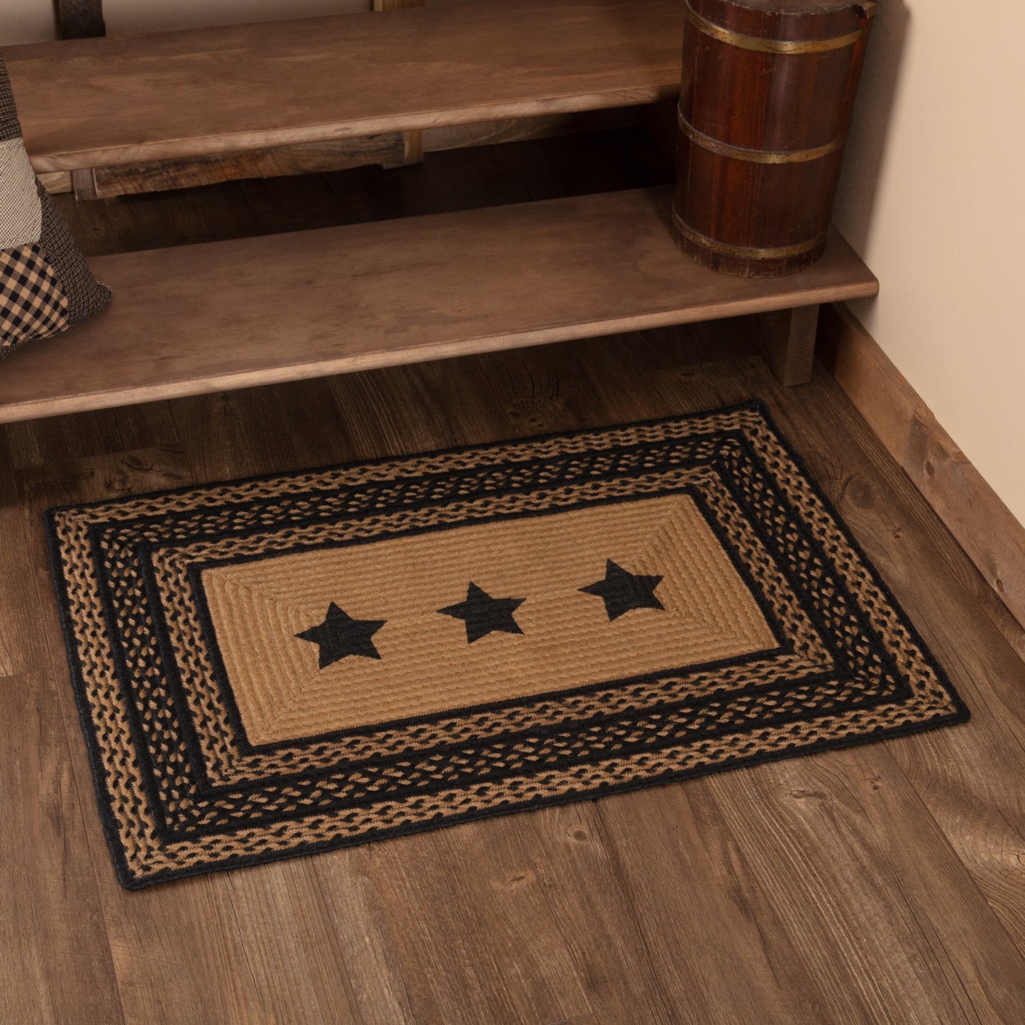 Farmhouse Jute Rug Rect Stencil Stars 24x36