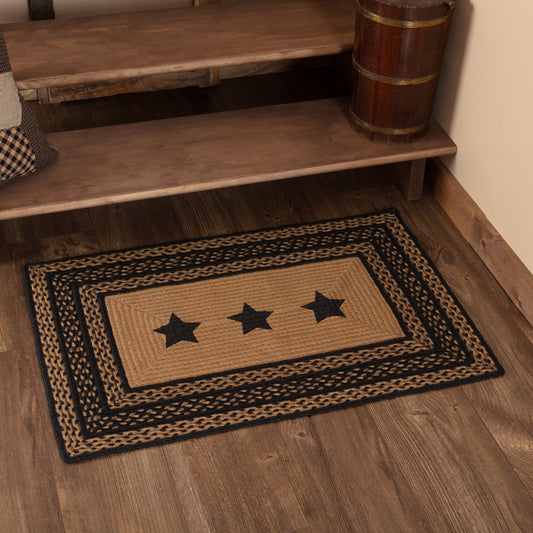 Farmhouse Jute Rug Rect Stencil Stars 24x36
