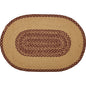 Burgundy Tan Jute Rug Oval Stencil Stars 20x30