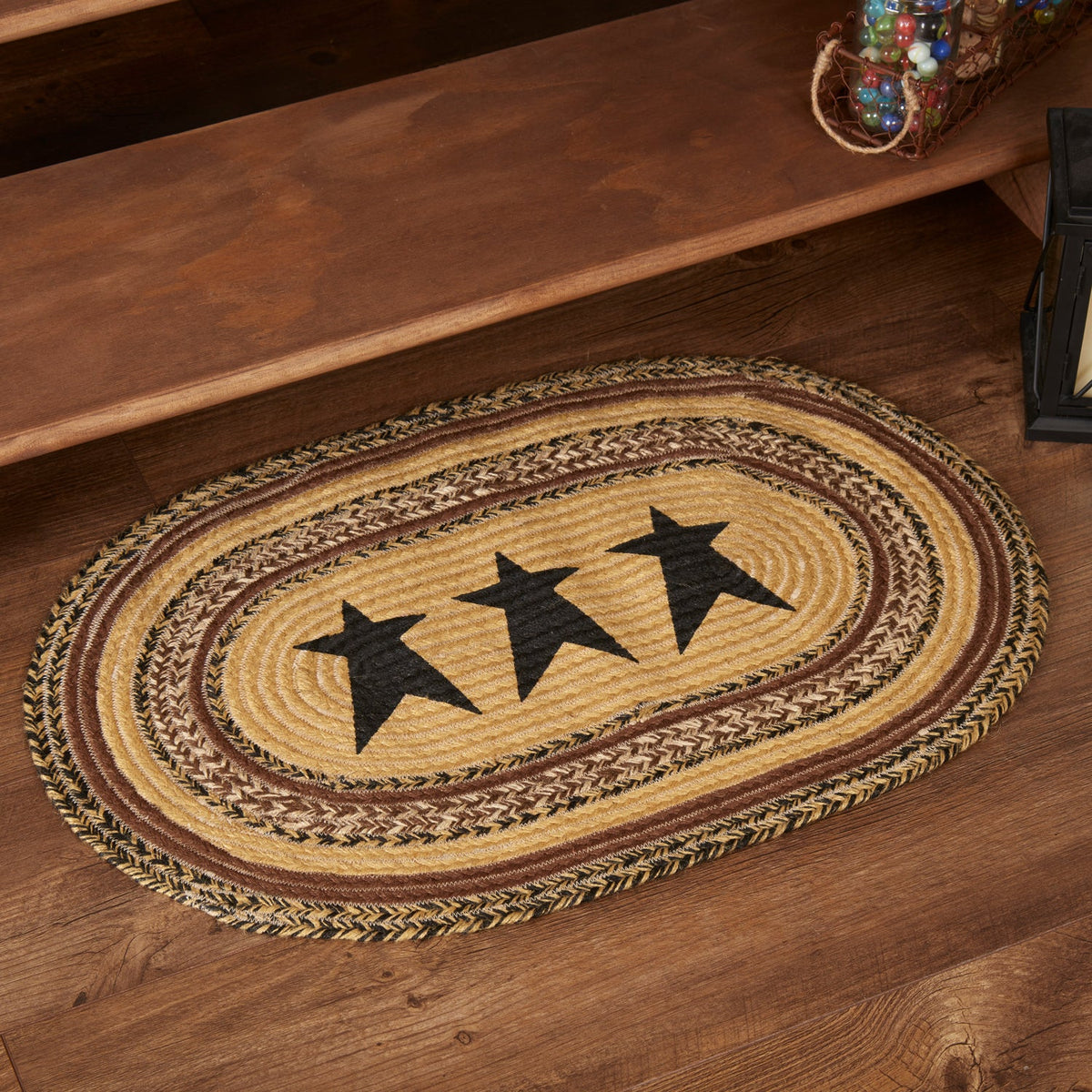 Kettle Grove Jute Rug Oval Stencil Stars 20x30