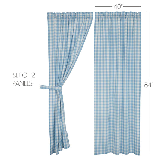 Annie Buffalo Blue Check Panel Set of 2 84x40