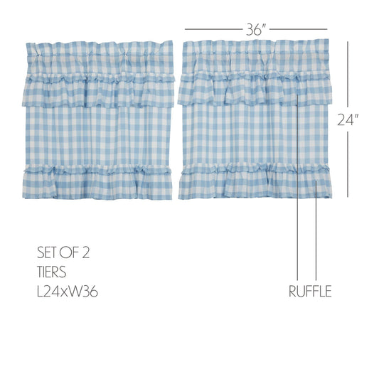 Annie Buffalo Blue Check Ruffled Tier Set of 2 L24xW36