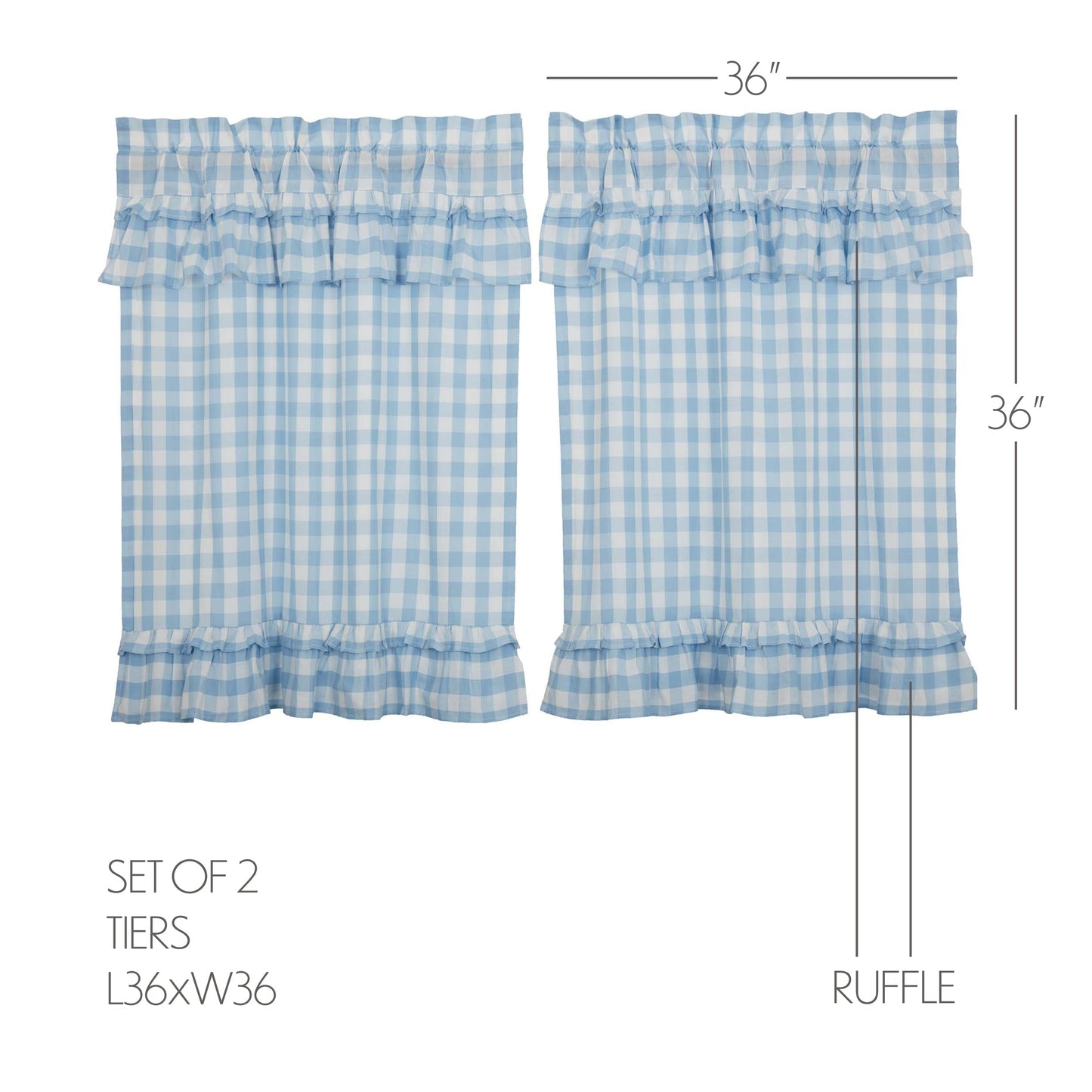 Annie Buffalo Blue Check Ruffled Tier Set of 2 L36xW36