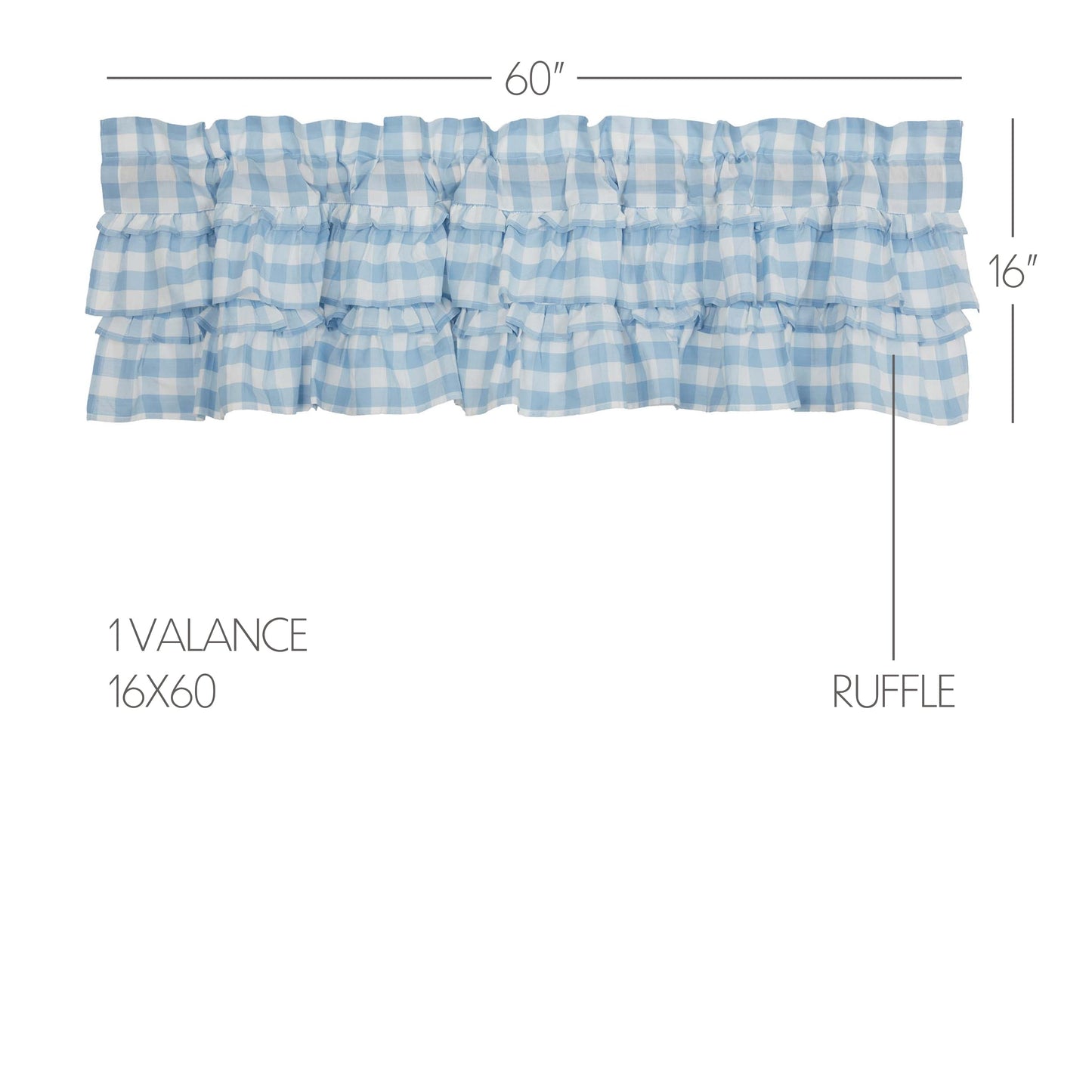 Annie Buffalo Blue Check Ruffled Valance 16x60