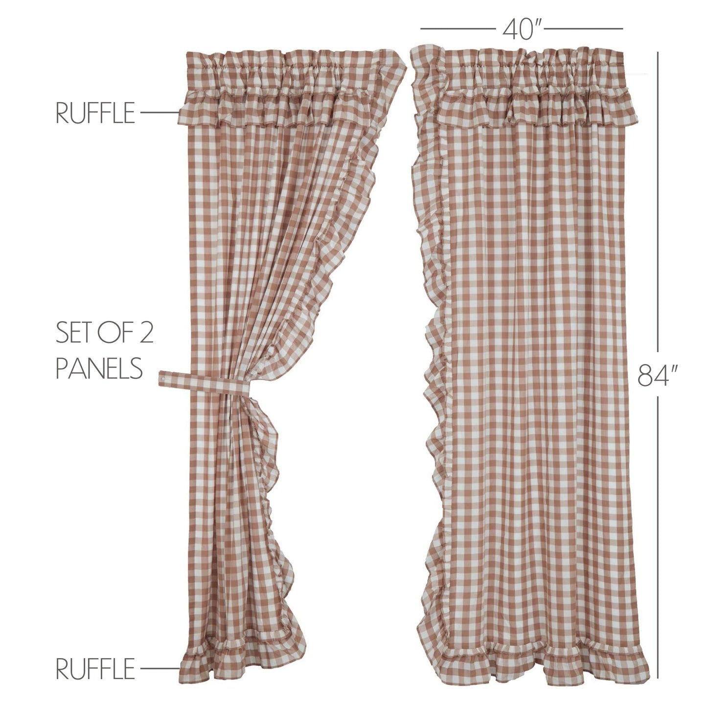 Annie Buffalo Portabella Check Ruffled Panel Set of 2 84x40