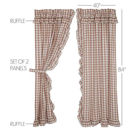 Annie Buffalo Portabella Check Ruffled Panel Set of 2 84x40