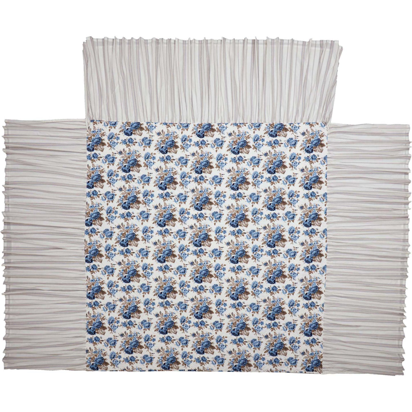 Annie Blue Floral Ruffled King Coverlet 80x76+27
