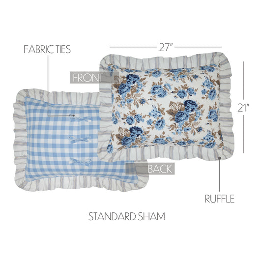 Annie Blue Floral Ruffled Standard Sham 21x27