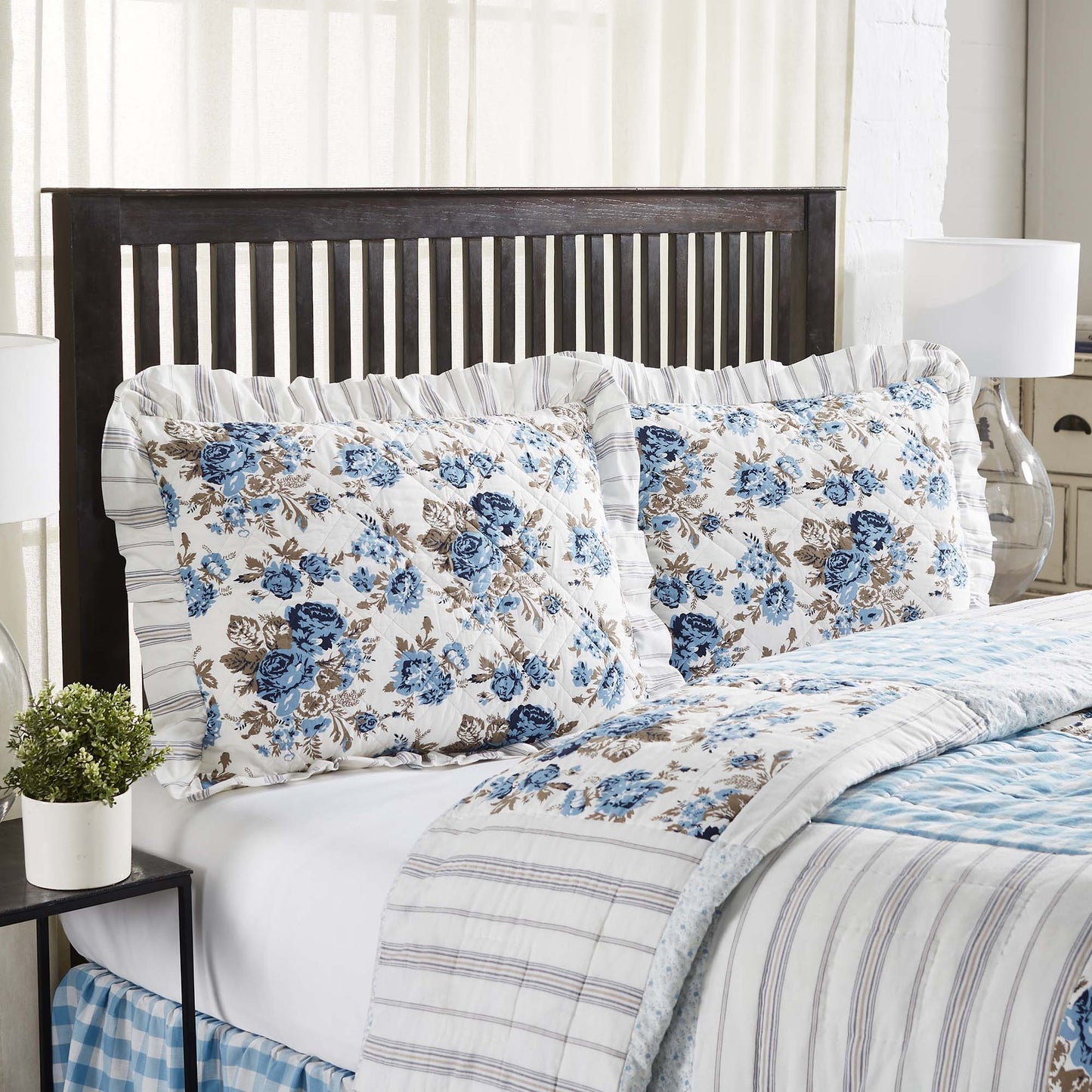 Annie Blue Floral Ruffled Standard Sham