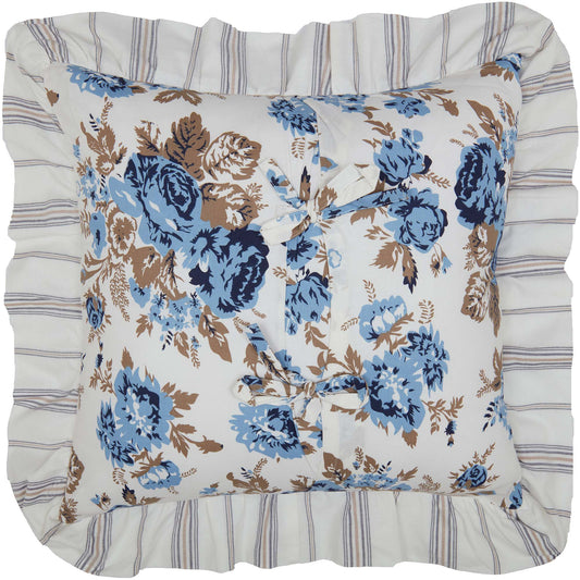Annie Blue Floral Ruffled Pillow 18x18