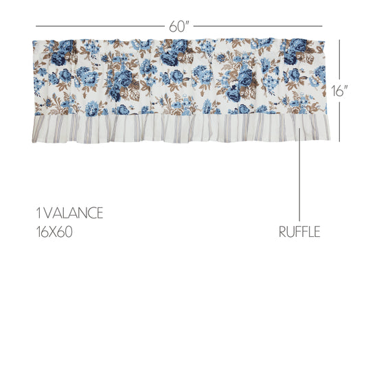 Annie Blue Floral Ruffled Valance 16x60