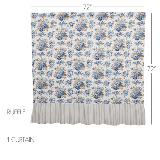 Annie Blue Floral Ruffled Shower Curtain 72x72