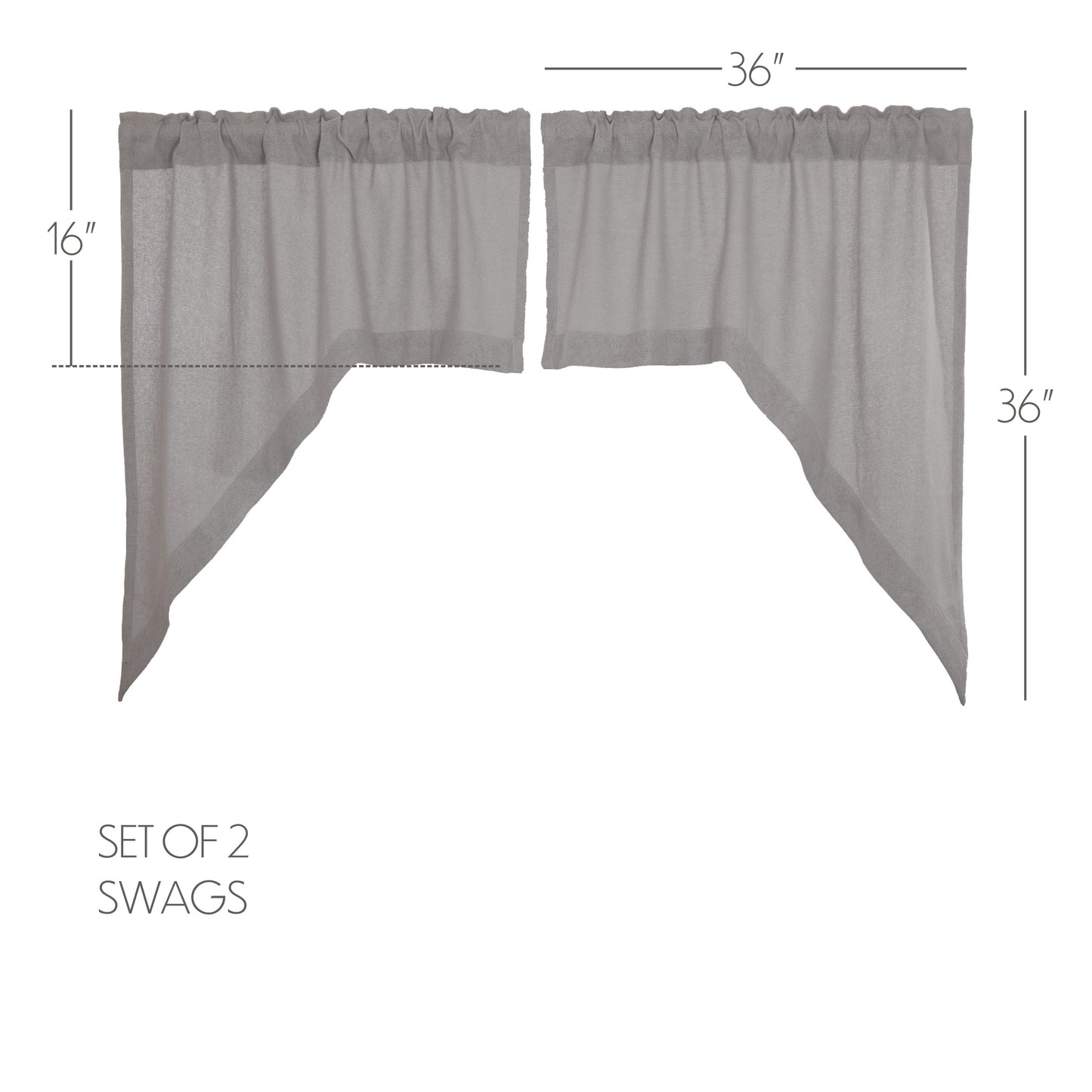 Burlap Dove Grey Swag Set of 2 36x36x16