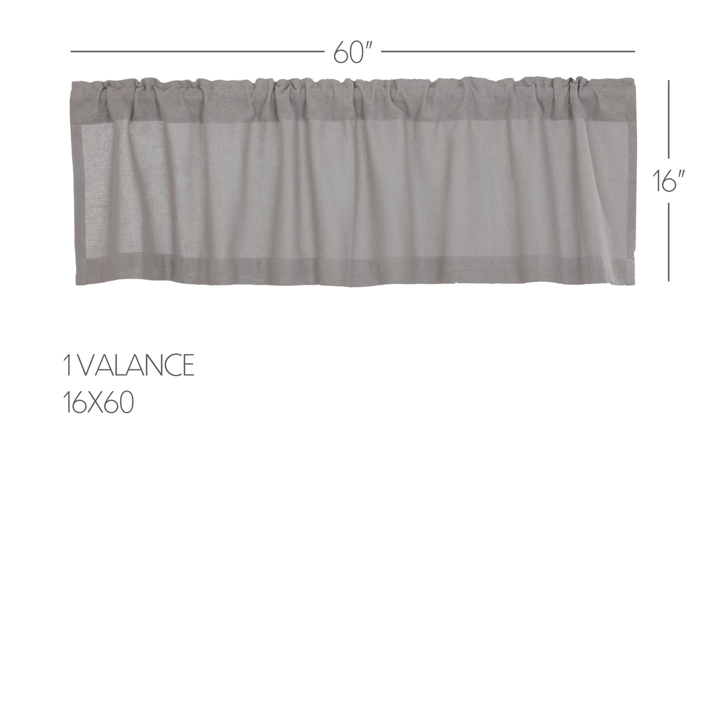 Burlap Dove Grey Valance 16x60