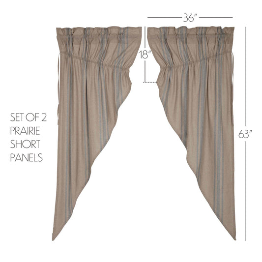 Grain Sack Blue Prairie Short Panel Set of 2 63x36x18