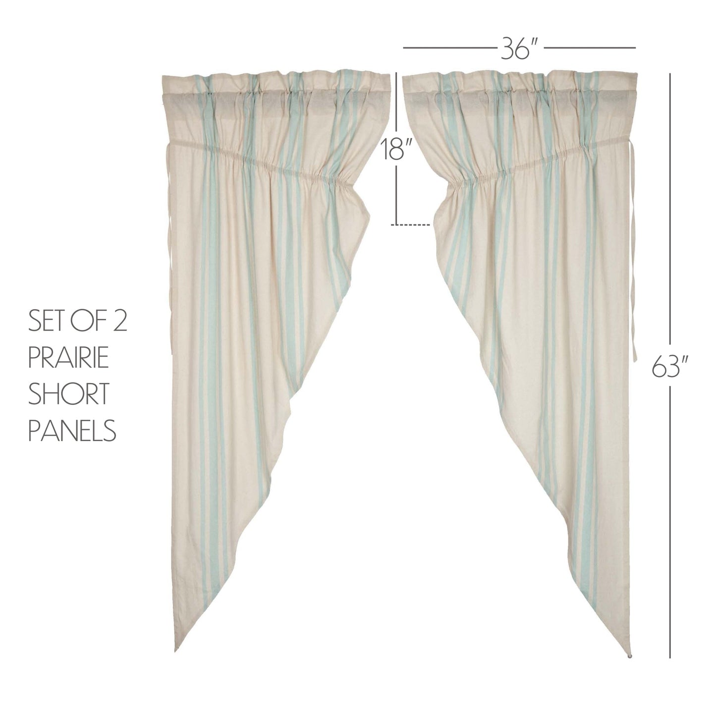 Grain Sack Aqua Prairie Short Panel Set of 2 63x36x18