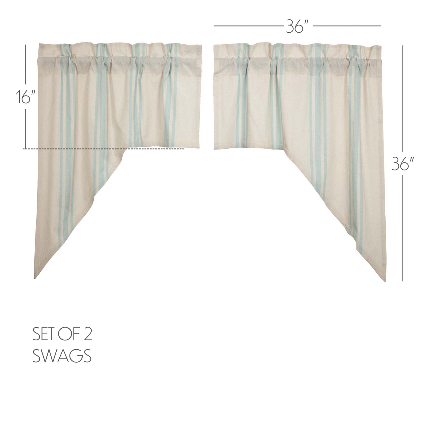 Grain Sack Aqua Swag Set of 2 36x36x16