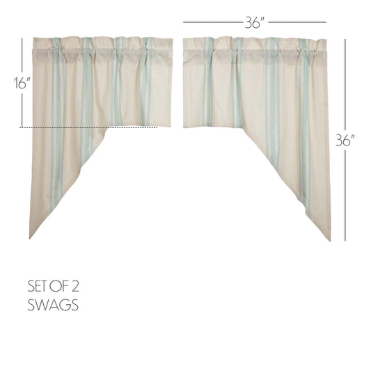Grain Sack Aqua Swag Set of 2 36x36x16