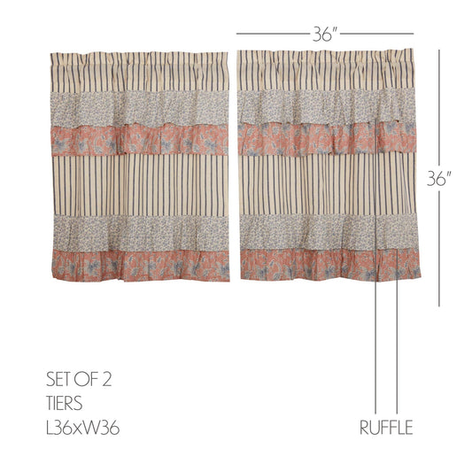 Kaila Ticking Blue Ruffled Tier Set of 2 L36xW36
