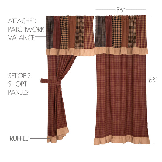Maisie Short Panel with Attached Patch Valance Set of 2 63x36