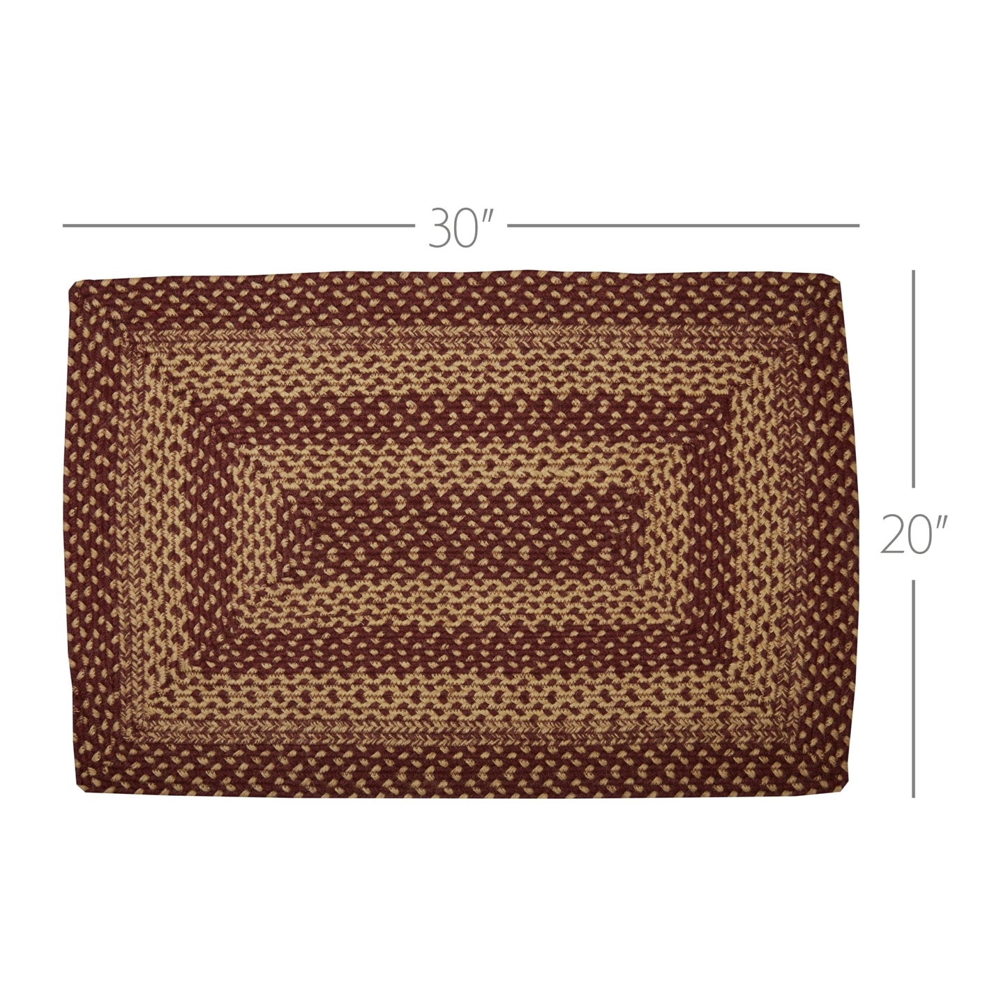 Burgundy Tan Jute Rug Rect 20x30