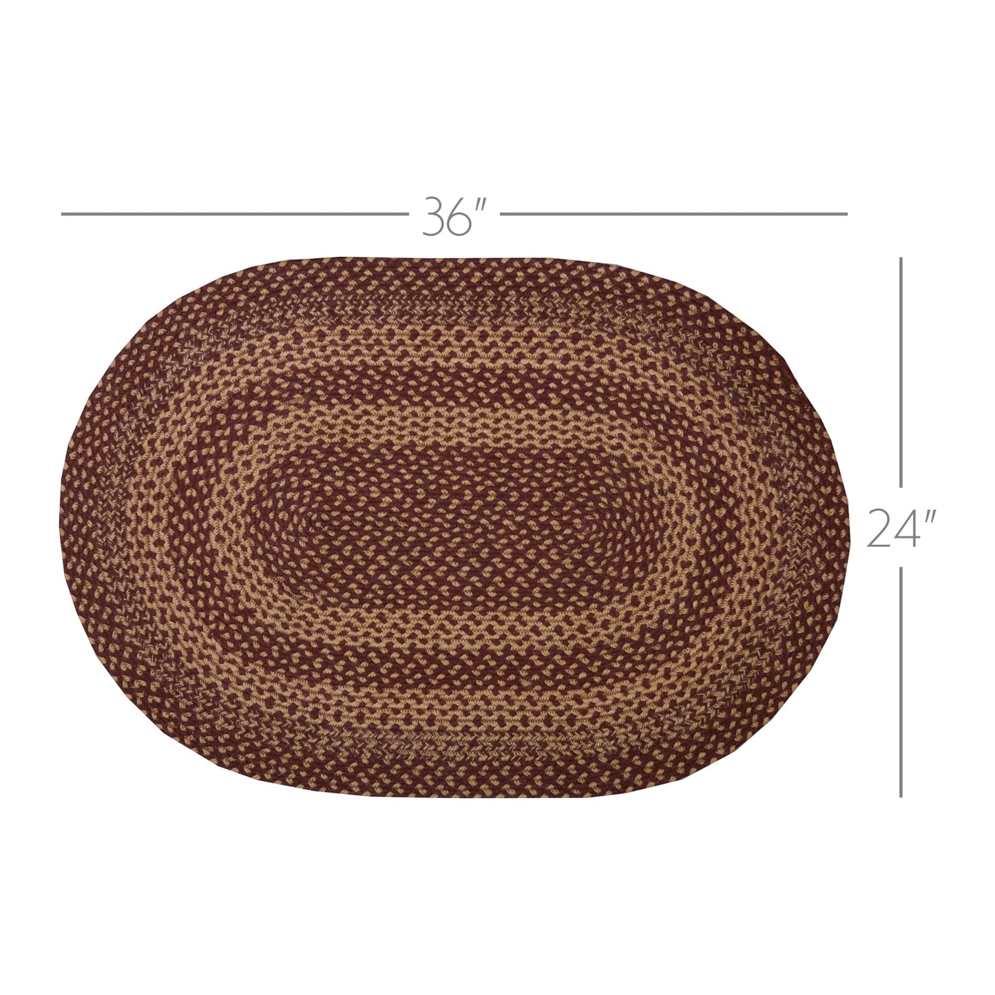 Burgundy Tan Jute Rug Oval 24x36