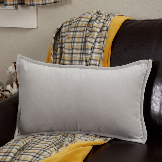 Morning Meadow Gray Velvet Pillow Cover 20Lx12W