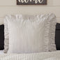 Timeless Ticking Gray Ruffled Fabric Euro Sham 26Lx26W