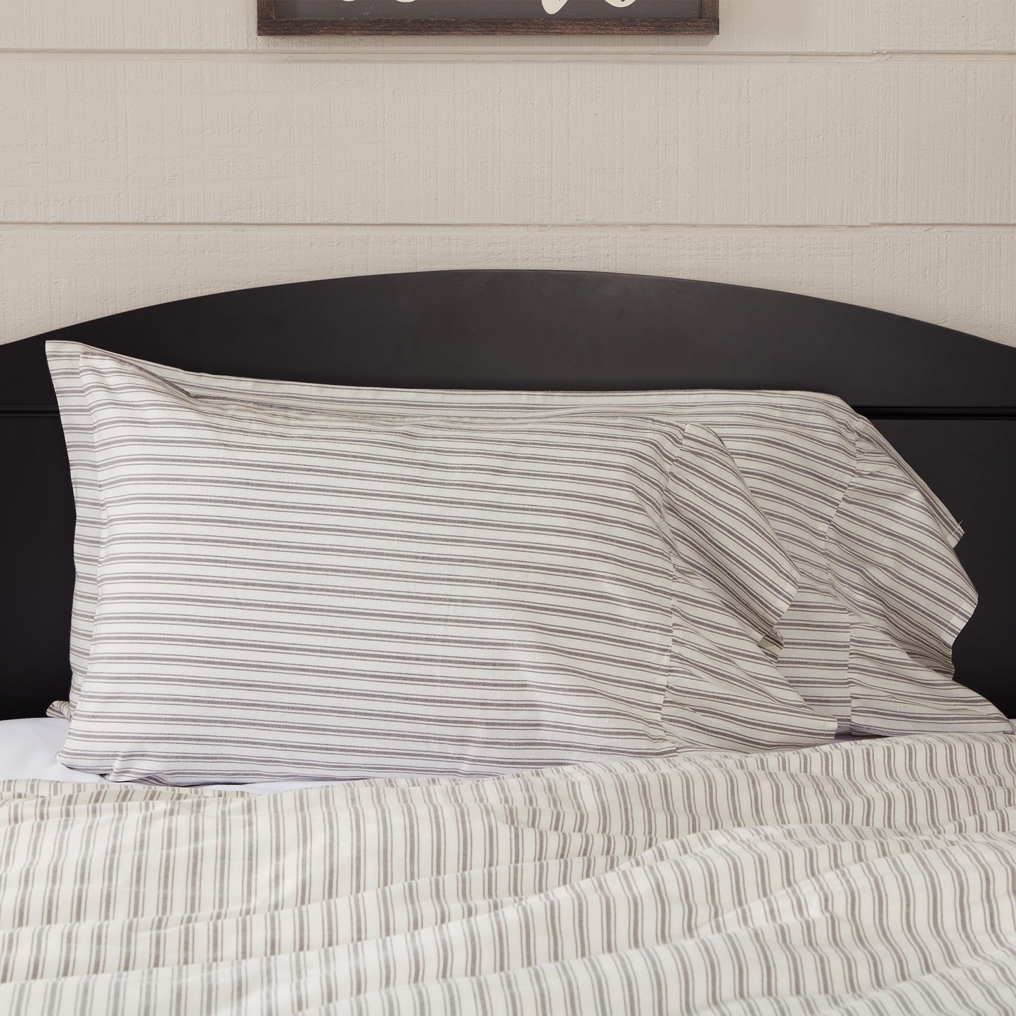 Timeless Ticking Gray Ruffled Standard Sham Set of 2 +8