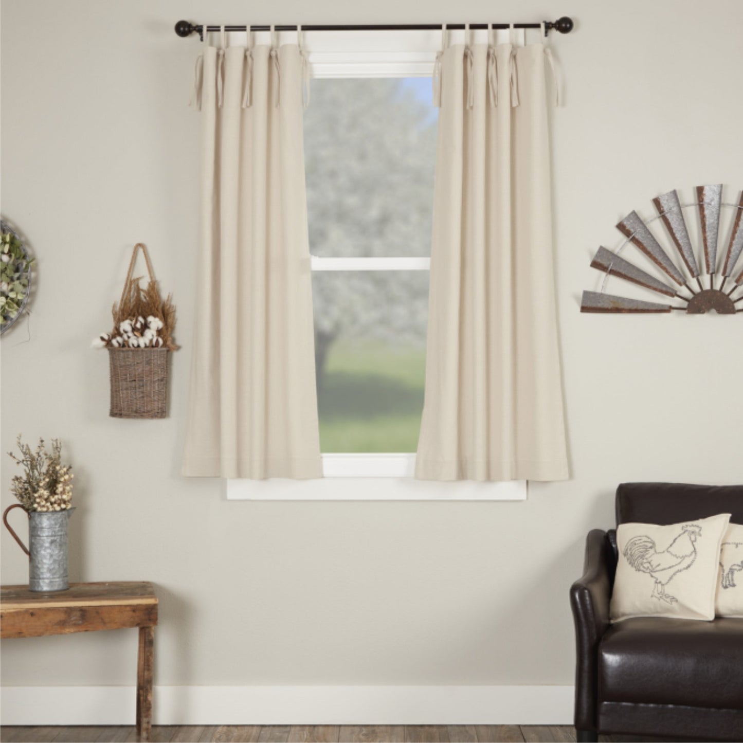 Market Place Natural Tie Top Short Panel Set of 2