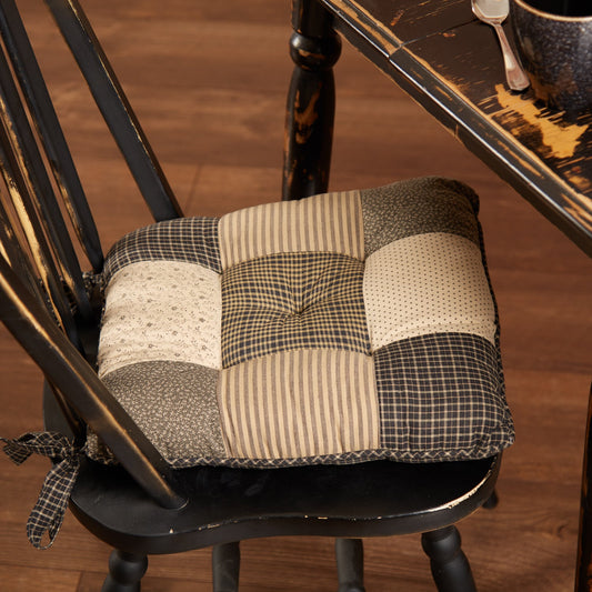 Kettle Grove Patchwork Chair Pad- Ticking Stripe & Floral