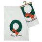 Merry Christmas Wreath Tea Towel - Min of 4
