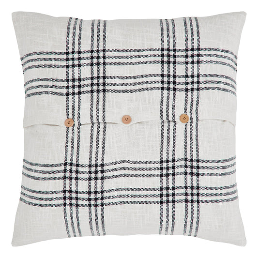 Black Plaid Fabric Euro Sham 26x26