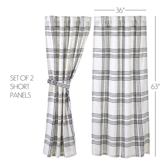 Black Plaid Short Panel Set of 2 63x36