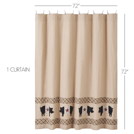 Cider Mill Primitive Pig Shower Curtain 72x72