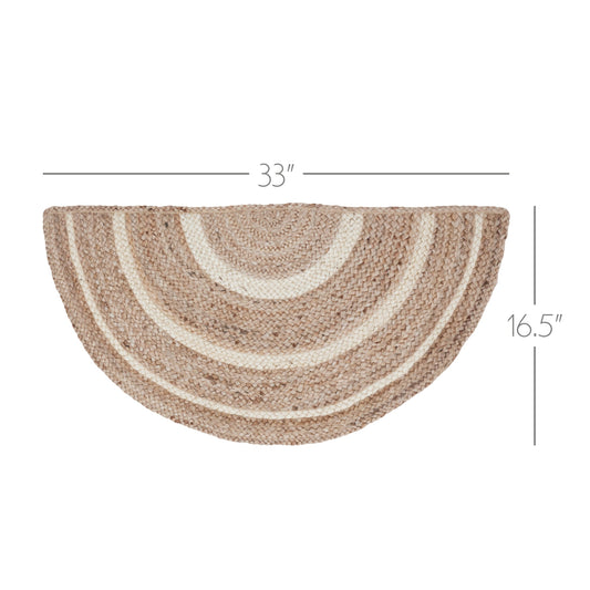 Natural & Creme Jute Rug Half Circle 16.5x33