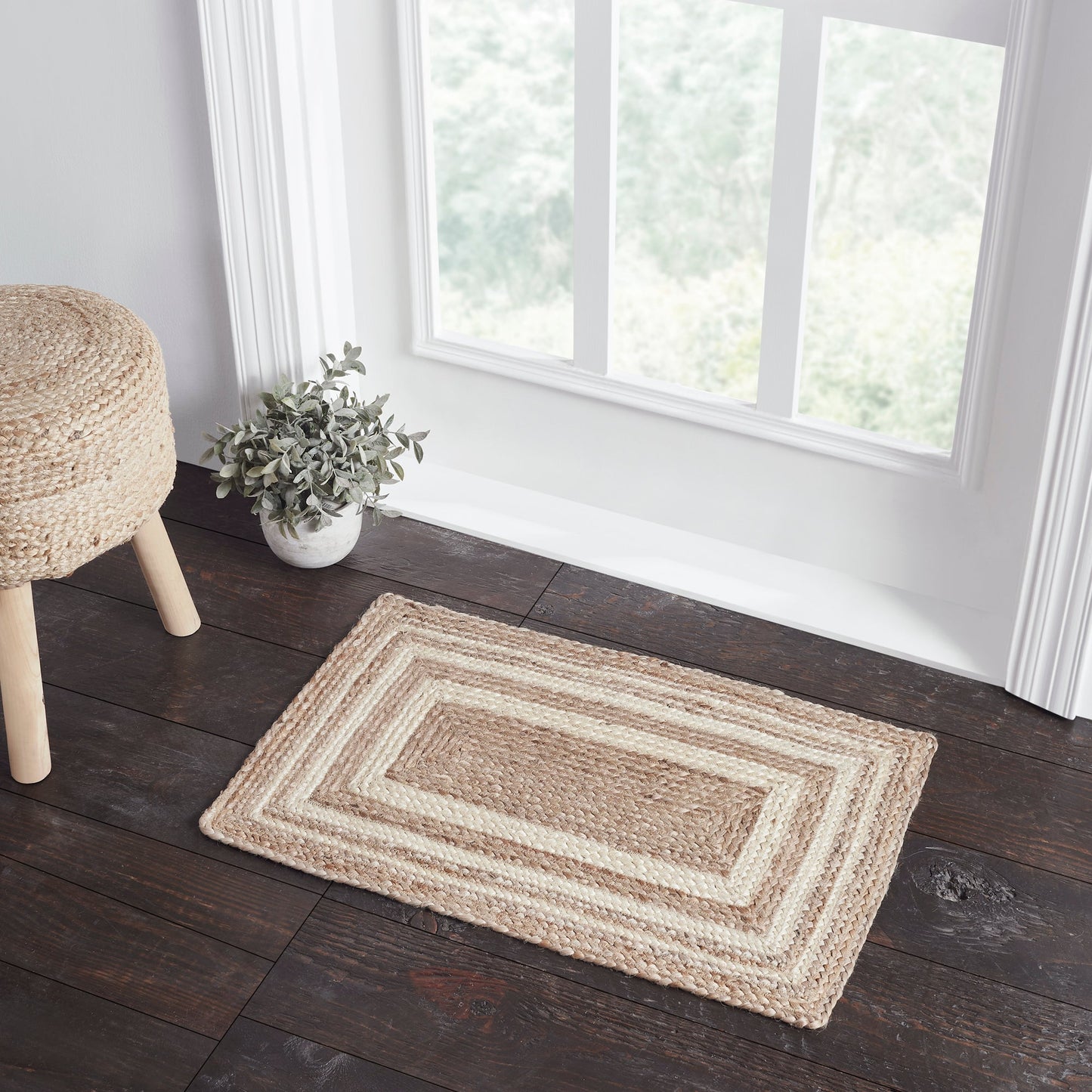 Natural & Creme Jute Rug Rect 20x30