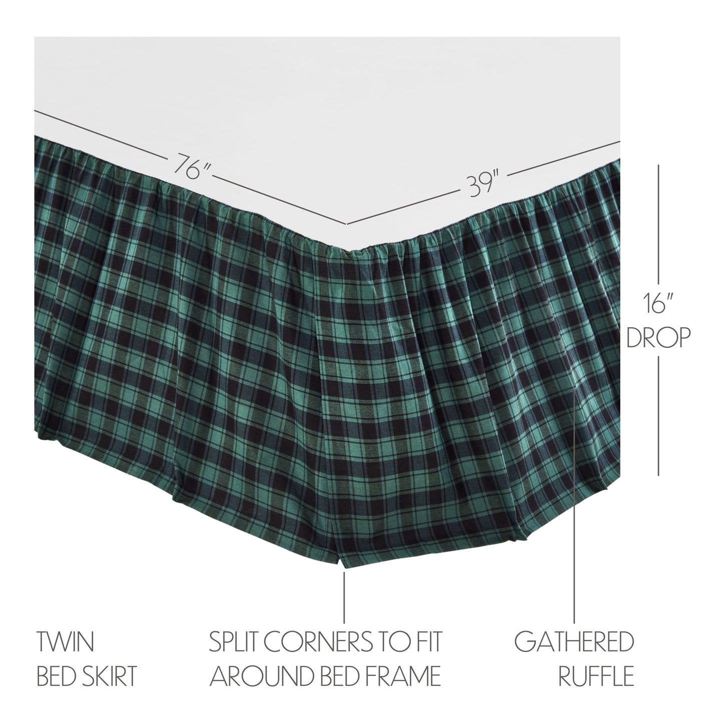 Pine Grove Twin Bed Skirt 39x76x16