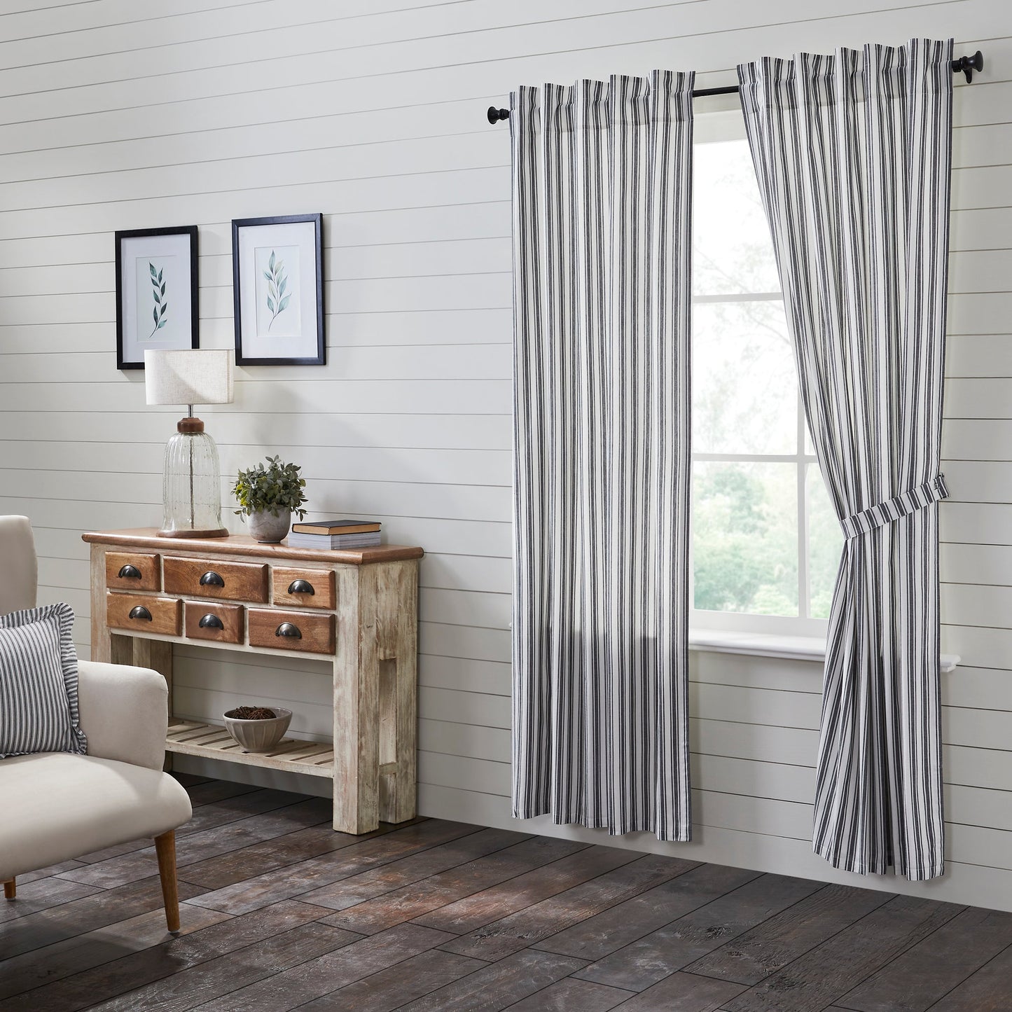 Sawyer Mill Black Ticking Stripe Panel Set of 2