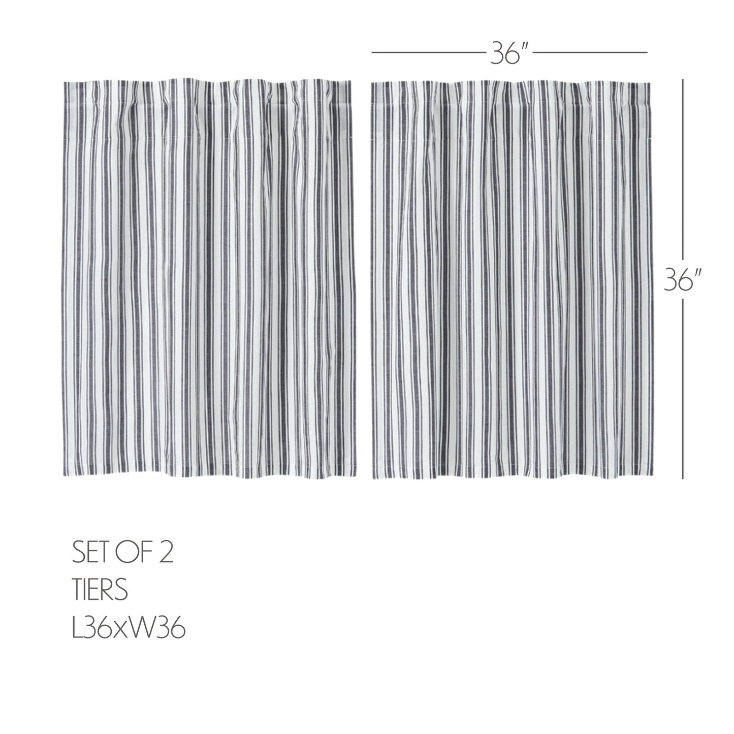 Sawyer Mill Black Ticking Stripe Tier Set of 2 L36xW36