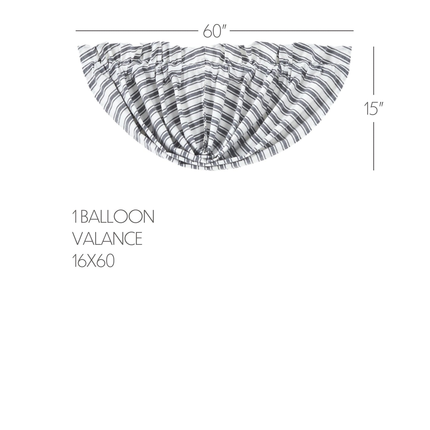 Sawyer Mill Black Ticking Stripe Balloon Valance 15x60