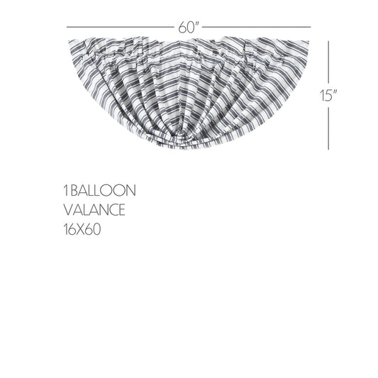 Sawyer Mill Black Ticking Stripe Balloon Valance 15x60