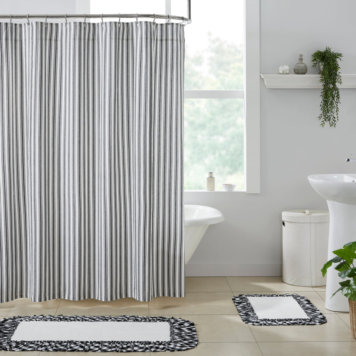 Sawyer Mill Black Ticking Stripe Shower Curtain
