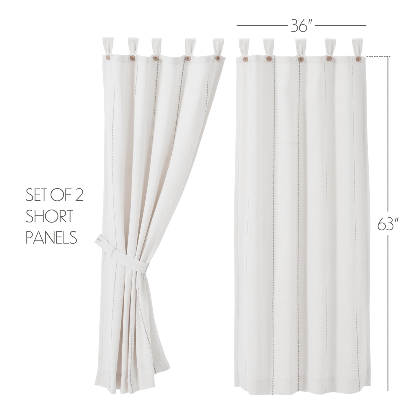 Stitched Burlap White Short Panel Set of 2 63x36