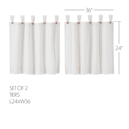 Stitched Burlap White Tier Set of 2 L24xW36