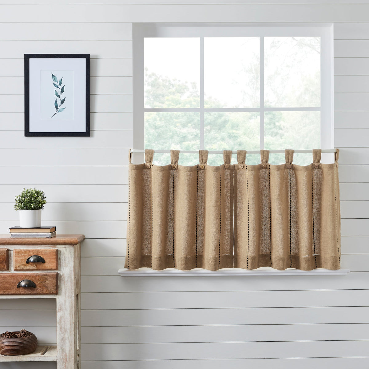 Stitched Burlap Natural Tier Set of 2 L24xW36