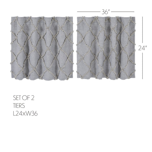 Frayed Lattice Creme & Black Tier Set of 2 L24xW36