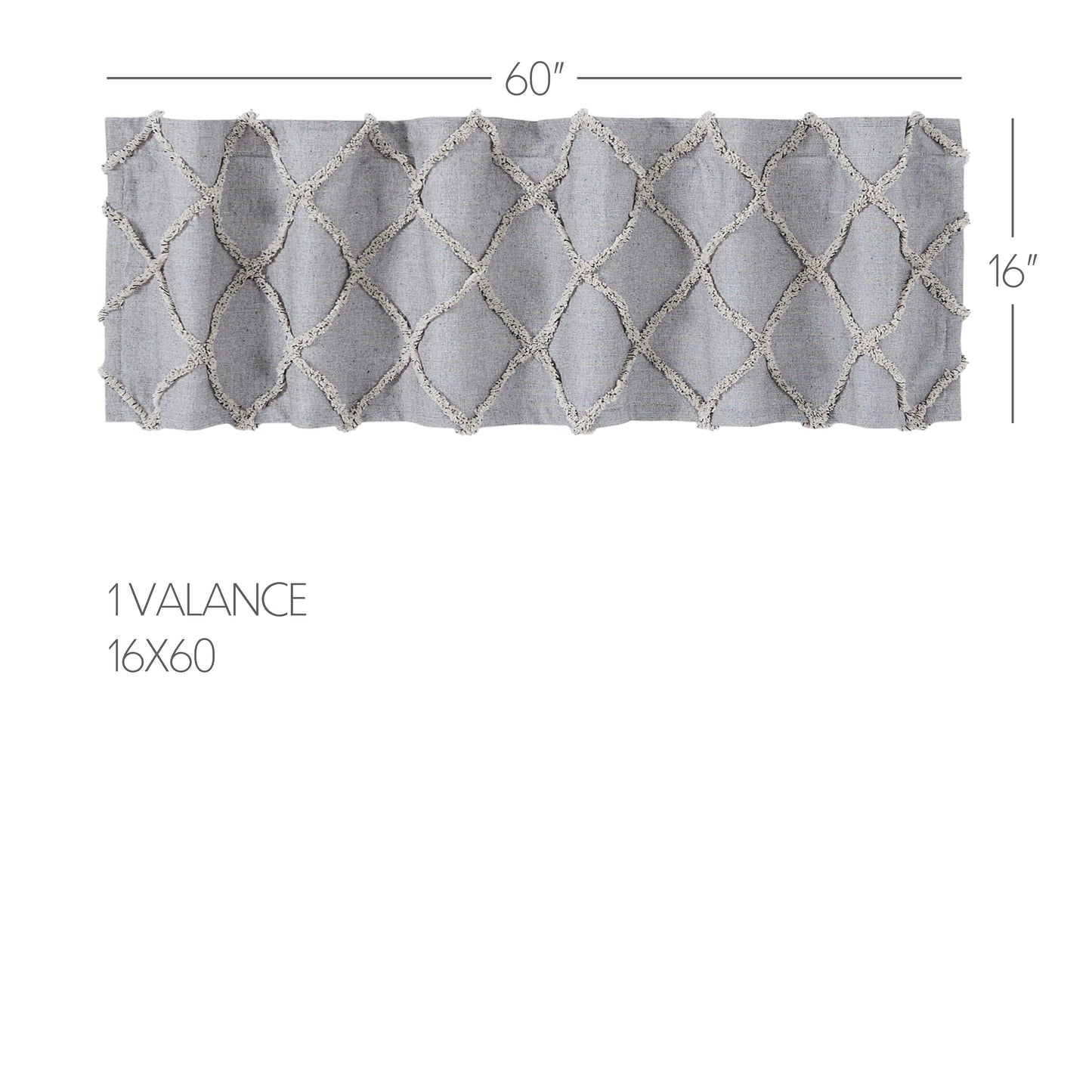 Frayed Lattice Creme & Black Valance 16x60