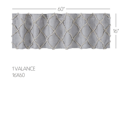 Frayed Lattice Creme & Black Valance 16x60